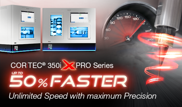 CORiTEC 350i X PRO machines with tachometer and 50% faster spindle