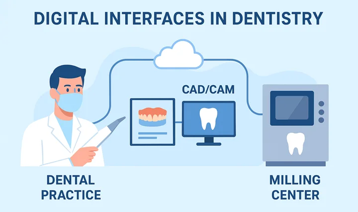 Dental practice transferring digital data to milling center