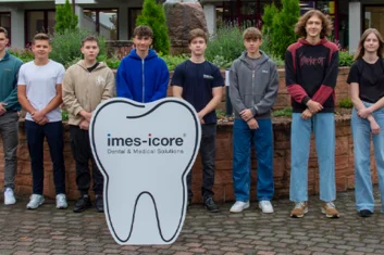 All new trainees in front of the headquarters of imes-icore in Eiterfeld