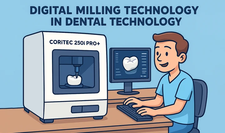 5. der Zahntechniker überwacht den CAD/CAM-Fräsprozess am Bildschirm