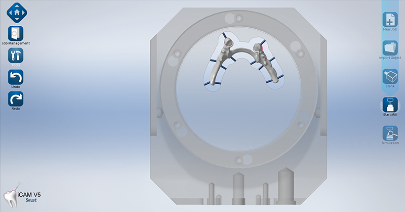 imes-icore iCAM V5 Software CoCr Model Casting in Blank Holder Coritec 650i Pro Series