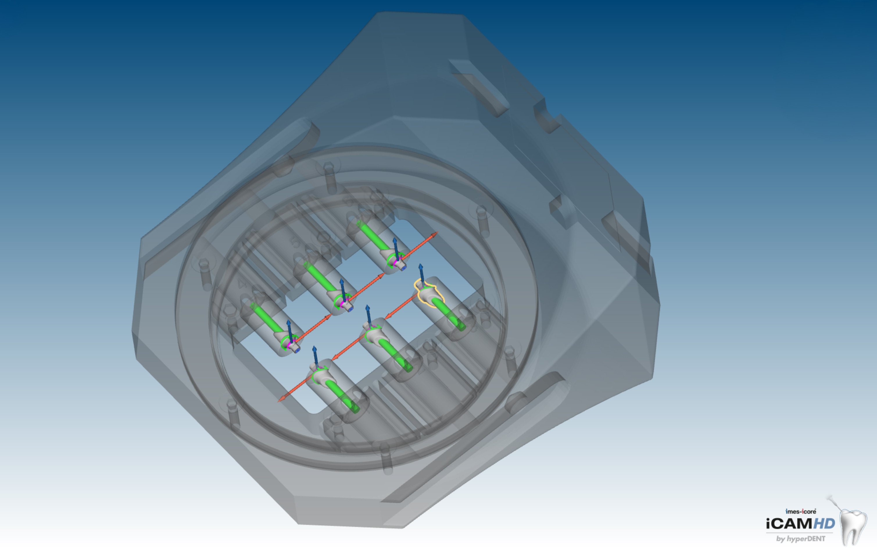 iCAM HD Software Coritec 650i Pro Serie 6-fach preMill Abutment Halter