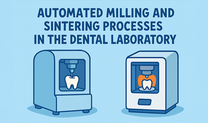 Drawing of a 5-axis milling machine in a dental laboratory and sintering process