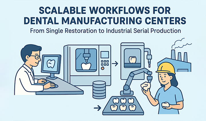 Automated CAD/CAM workflow in a dental manufacturing center