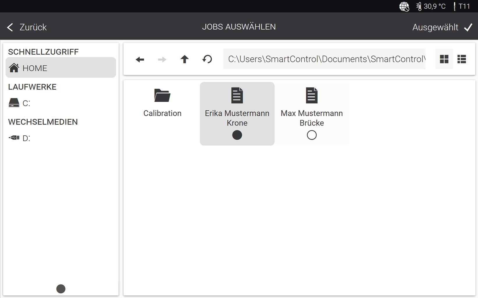 CORiTEC 250i Loader PRO - SmartControl - Jobsliste